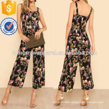 Floral Lace Up Front Top And Wide Leg Pants Set Manufacture Wholesale Fashion Women Apparel (TA4117SS)